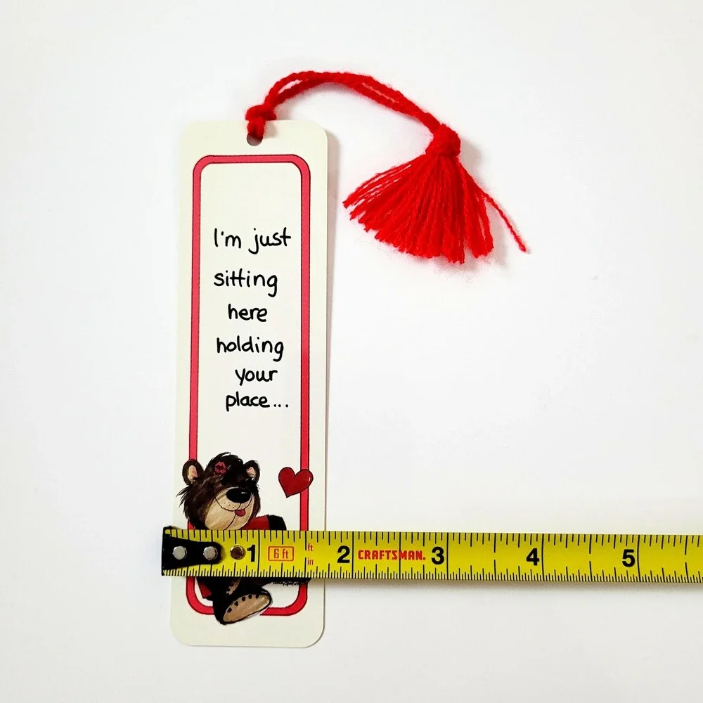Vintage 80s Suzy's Zoo Bookmark Teddy Bear Kiss Heart- red tassel- Artworks SZ11